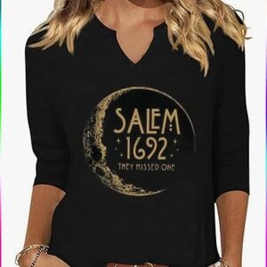 Black Salem 1692 Graphic Top